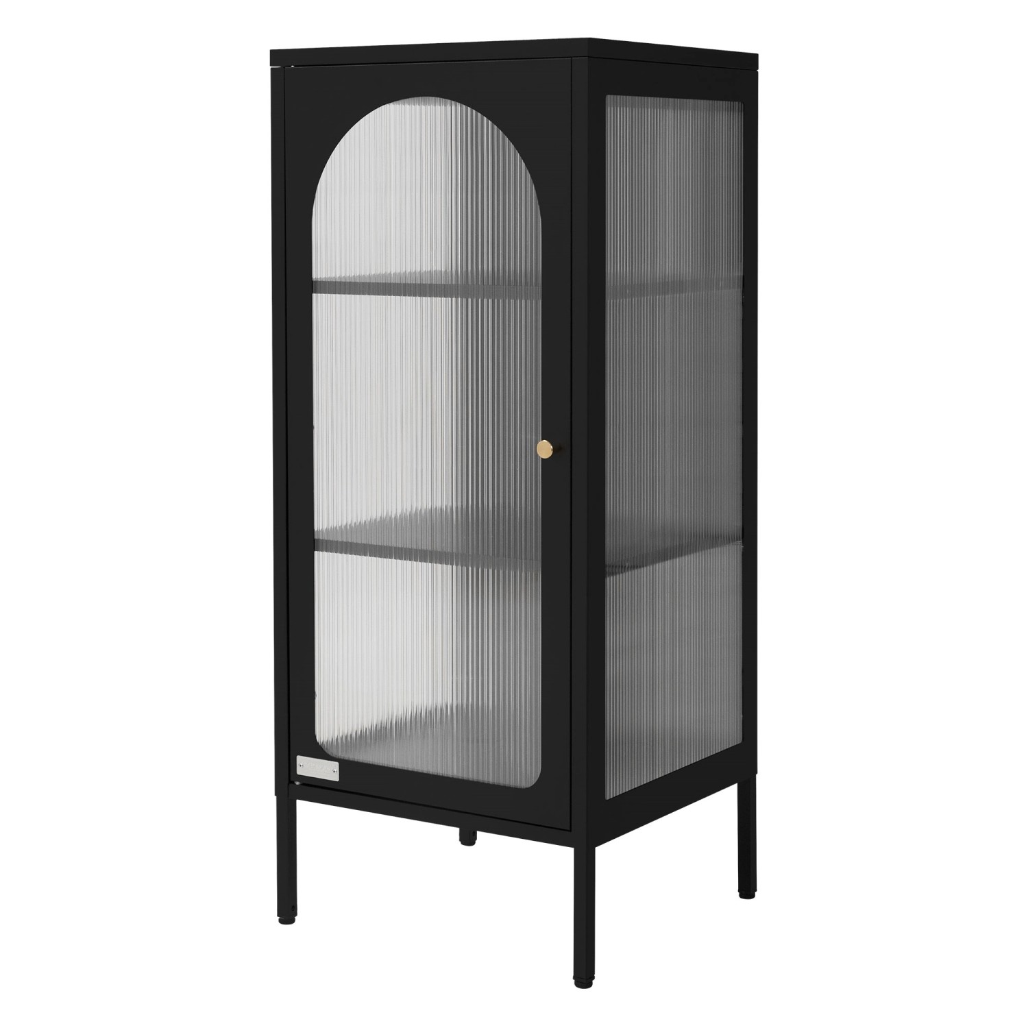 ML-Design Vitrinenschrank 42x102,5x40 cm Schwarz Schmale Vitrine Stahl
