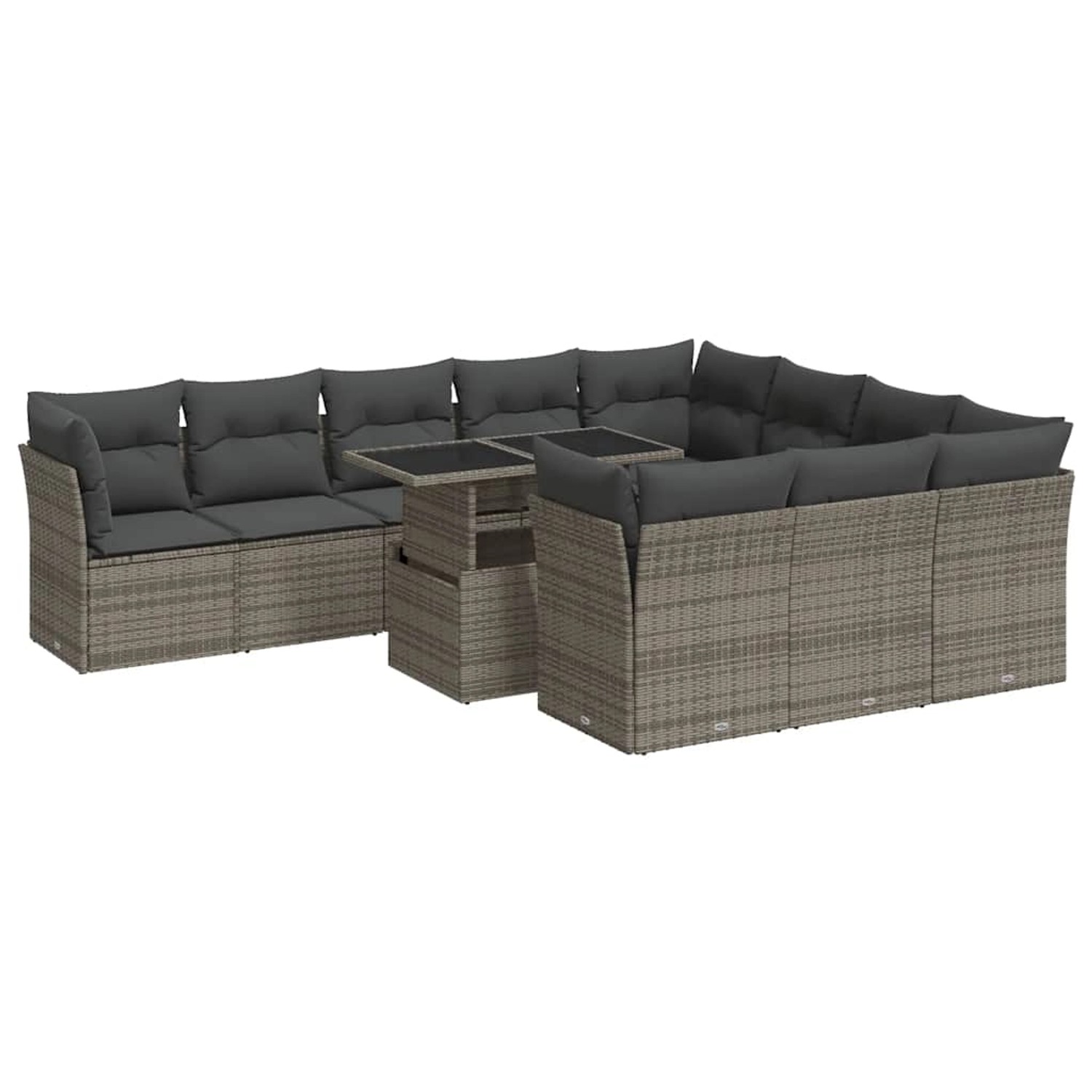 vidaXL 11-Tlg Garten-Sofagarnitur mit Kissen Grau Poly Rattan 3326231 günstig online kaufen