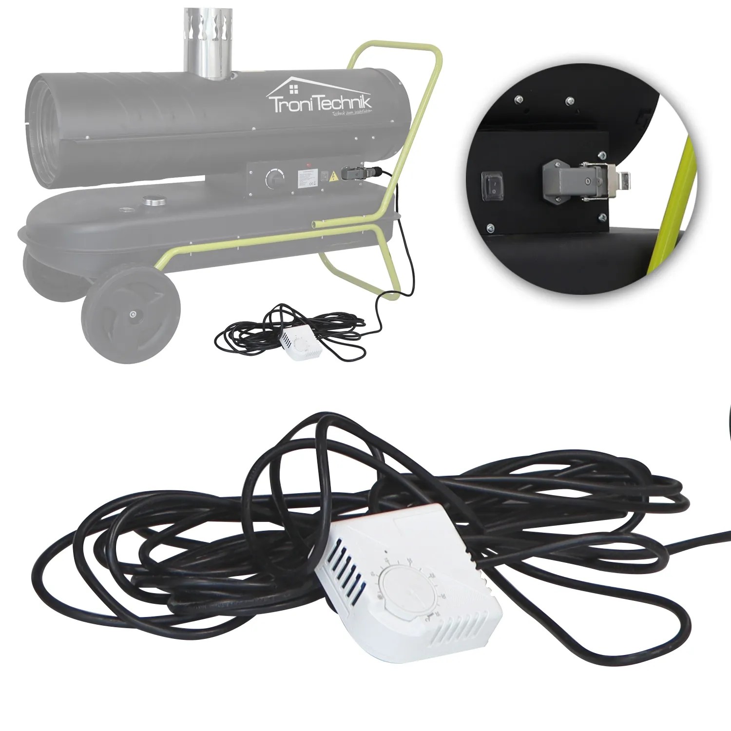 TroniTechnik Thermostat für Heizkanone TT-HK 244/245, externes Temperatur-Regelgerät mit 10m Kabel.