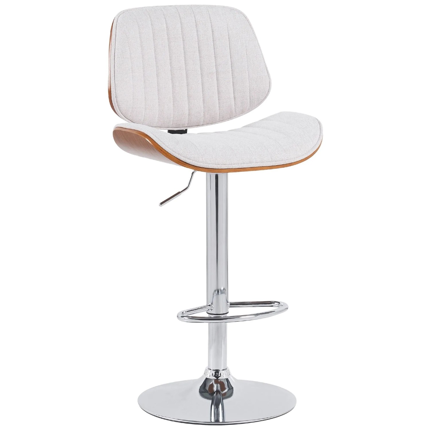 DELUKE Barhocker LOSAN Stoff Walnuss/creme 50x50x94cm Beige Dunkelbraun Silber Barstuhl Höhenverstellbar Mit Lehne Drehbar