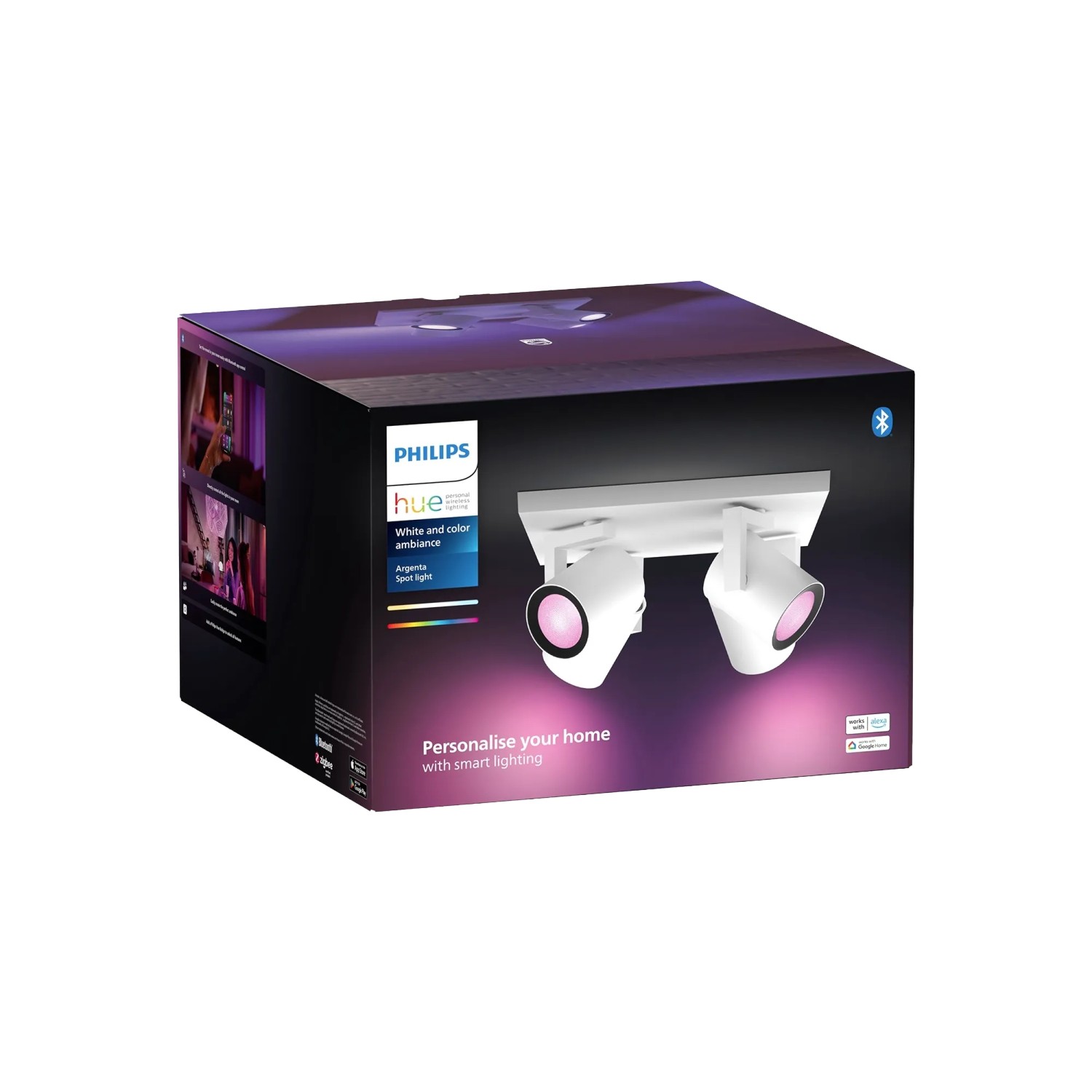 Philips Hue Smart-LED-Deckenleuchte Argenta White & Color Ambiance 4er Spot