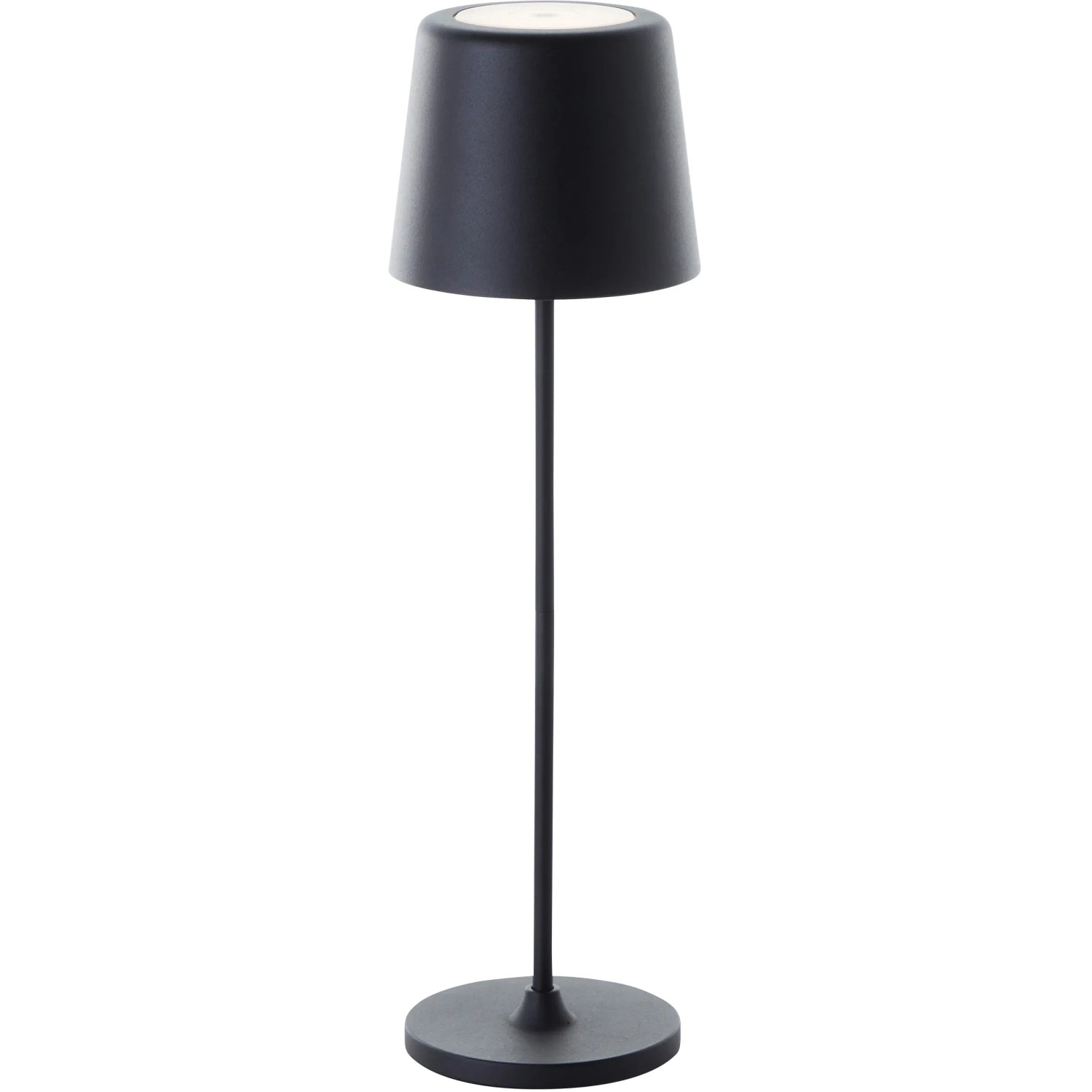 Schwarze, matte LED-Tischleuchte Kaami, 37 cm hoch, für den Außenbereich.