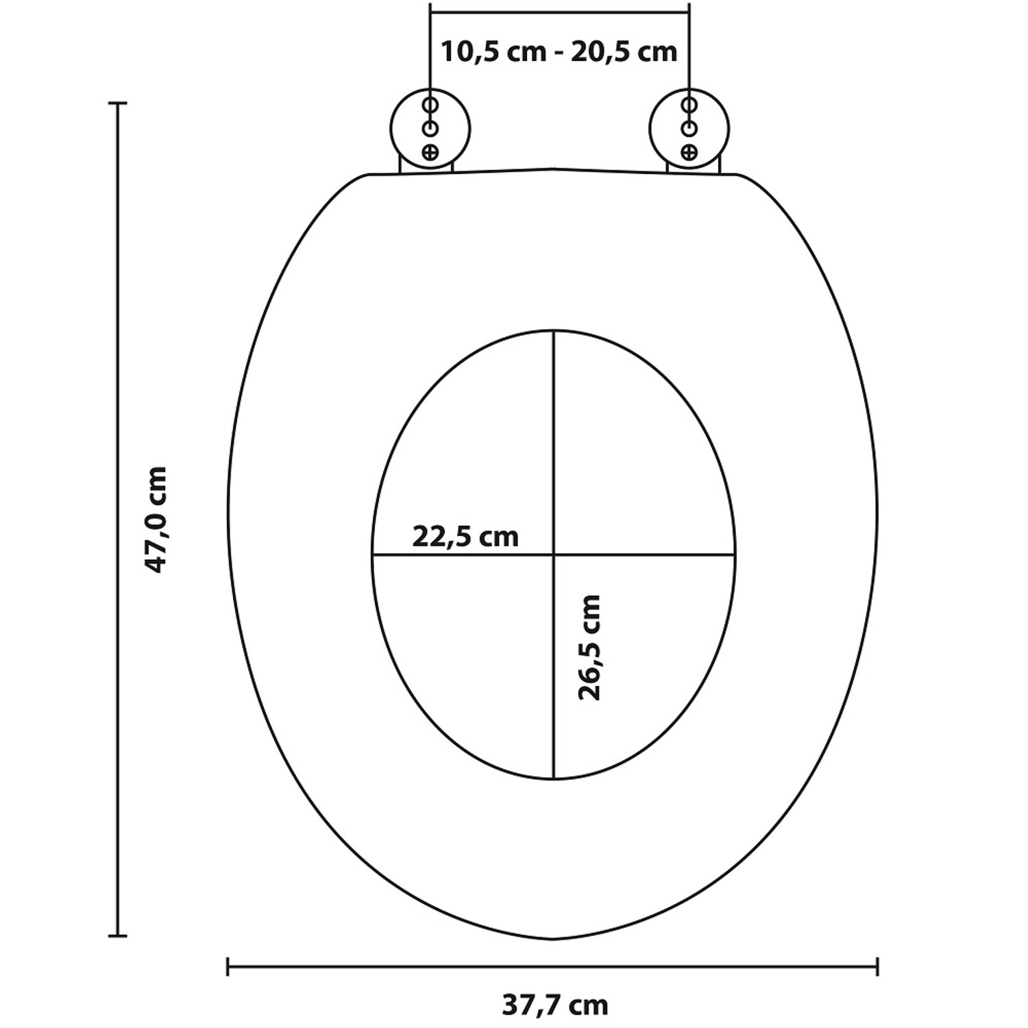 Technische Zeichnung Sanilo WC-Sitz Marmor Grün mit Maßen.