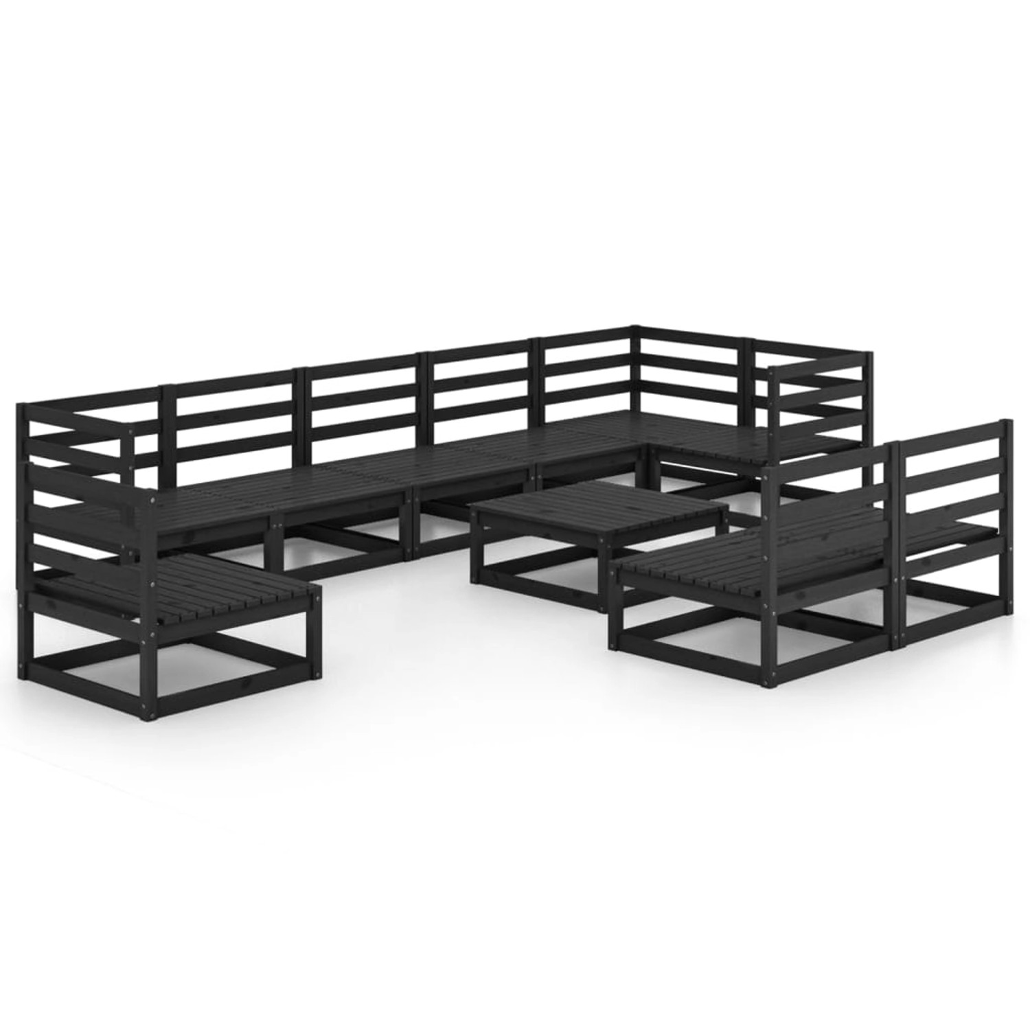 vidaXL 10-tlg Garten-Lounge-Set Schwarz Massivholz Kiefer Modell 9 günstig online kaufen