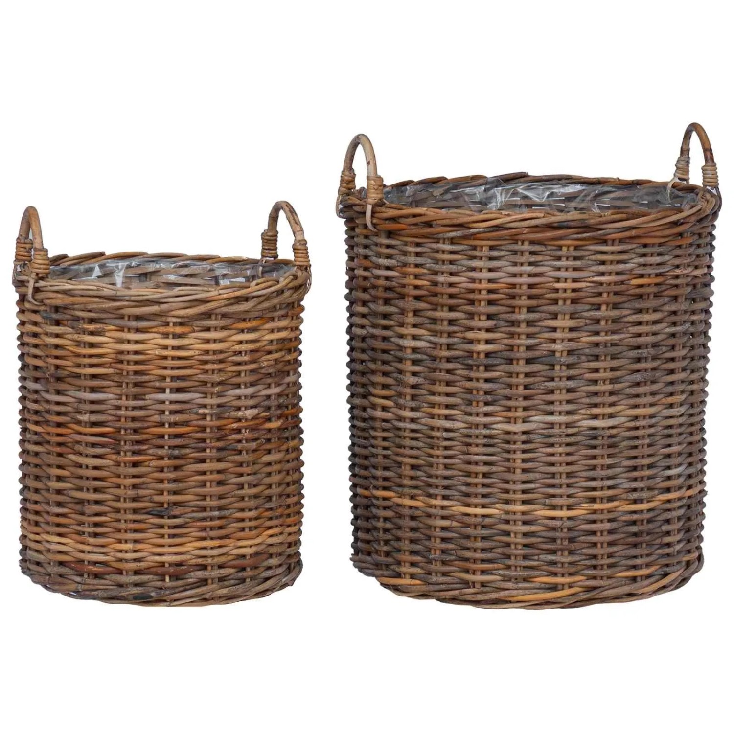 vidaXL Blumentopf Körbchen mit Speicher 2-Tlg Braun Lacak Rattan 42020952