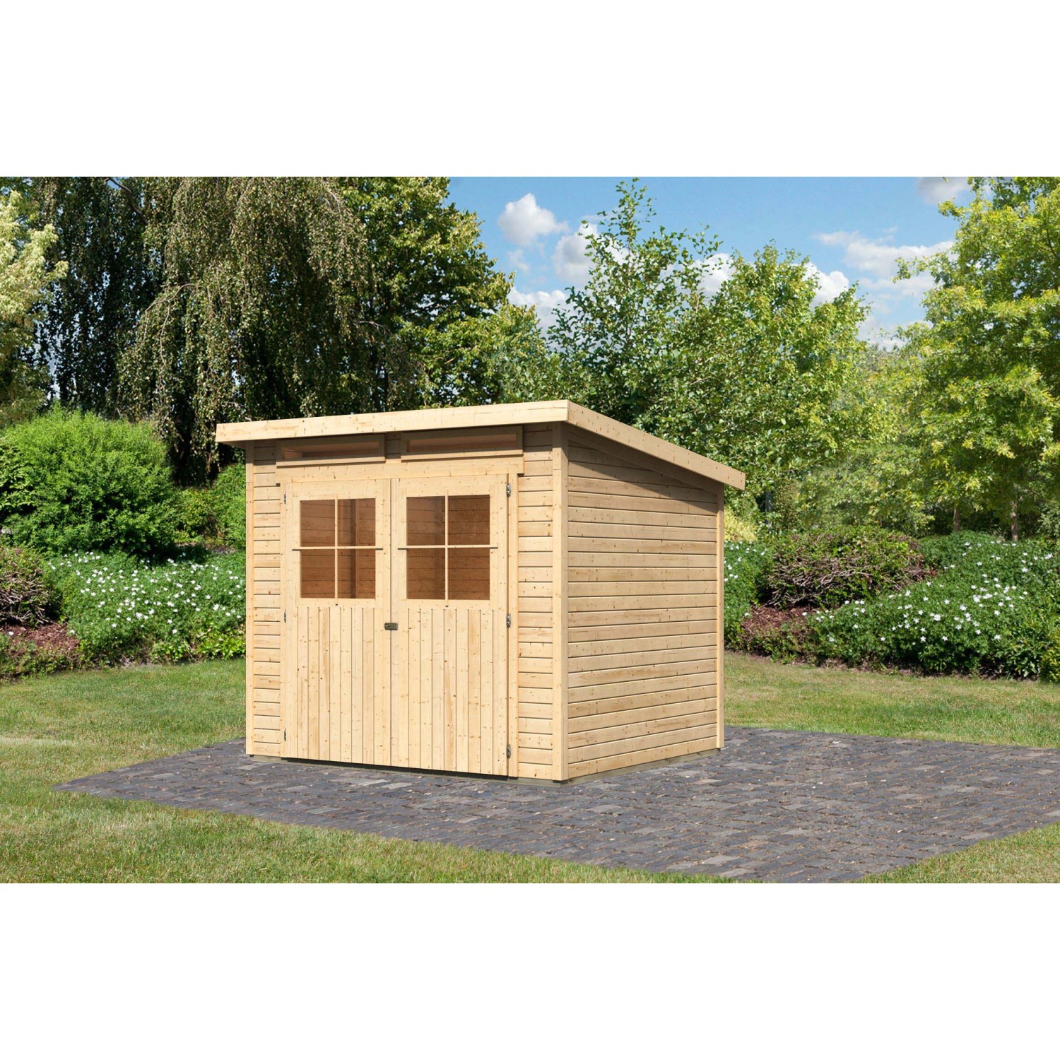 Karibu Holz-Gartenhaus Egersund Natur Pultdach Unbehandelt 238 cm x 213 cm günstig online kaufen