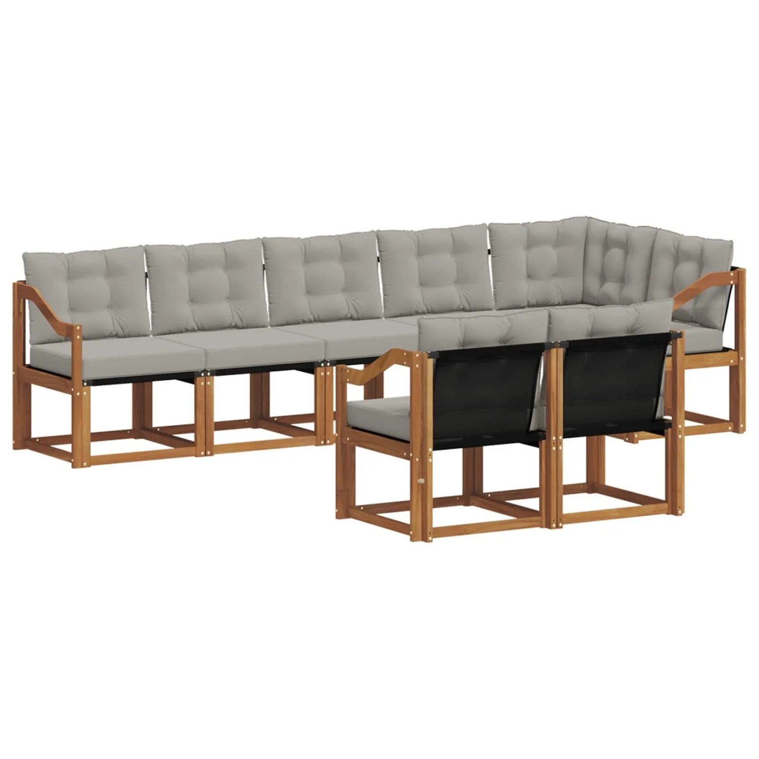 vidaXL Outdoor-Sofagarnitur mit Kissen 8-Tlg Natur und Hellgrau 3368794