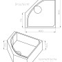 Technische Zeichnung Ottofond Wannenträger Cascade mit Maßen in Draufsicht und isometrischer Ansicht.