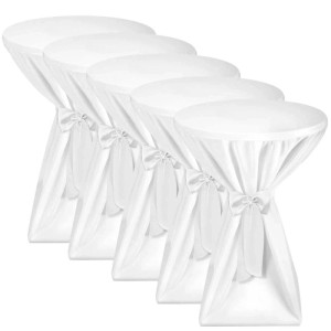 Beautissu Premium Stehtischhusse ø 80cm Weiß 5tlg