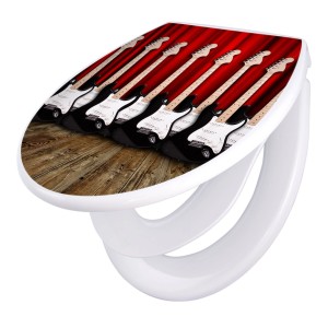 Banjado WC-Sitz mit Gitarren-Motiv, Familien-WC-Sitz mit Kindersitz und Absenkautomatik.