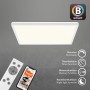 Brilo Wifi Deckenleuchte Slim Smart, weiße LED-Panel mit Fernbedienung und Smartphone.