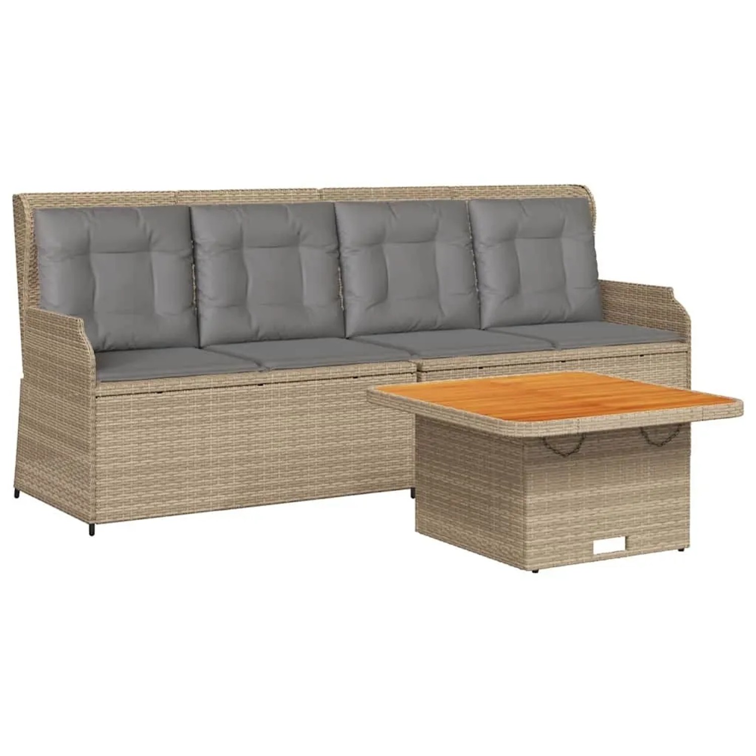 vidaXL 3-Tlg Garten-Lounge-Set mit Kissen Beige Poly Rattan 3262103