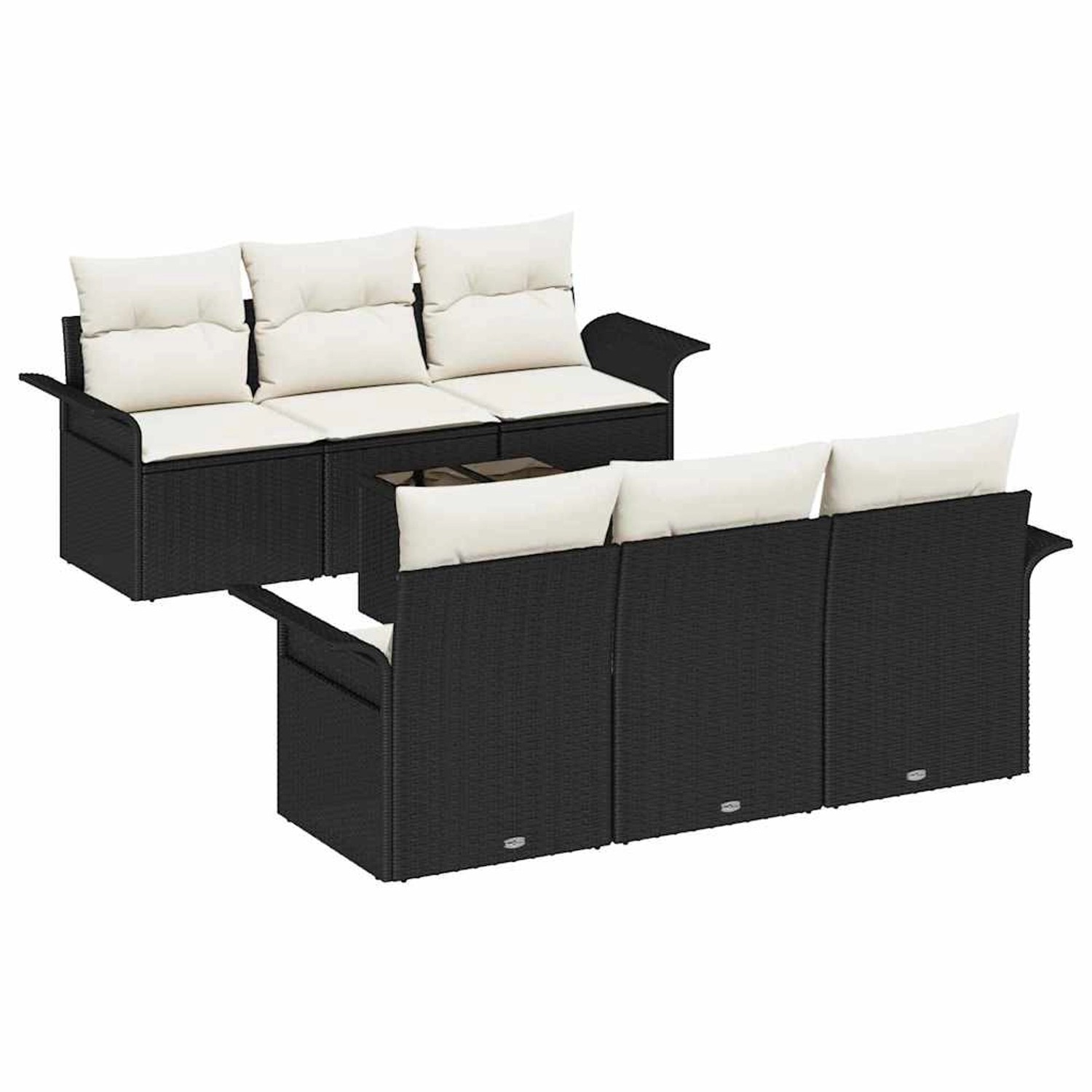 vidaXL Garten-Sofa-Set 7-Tlg Schwarz Poly Rattan 3345247 günstig online kaufen