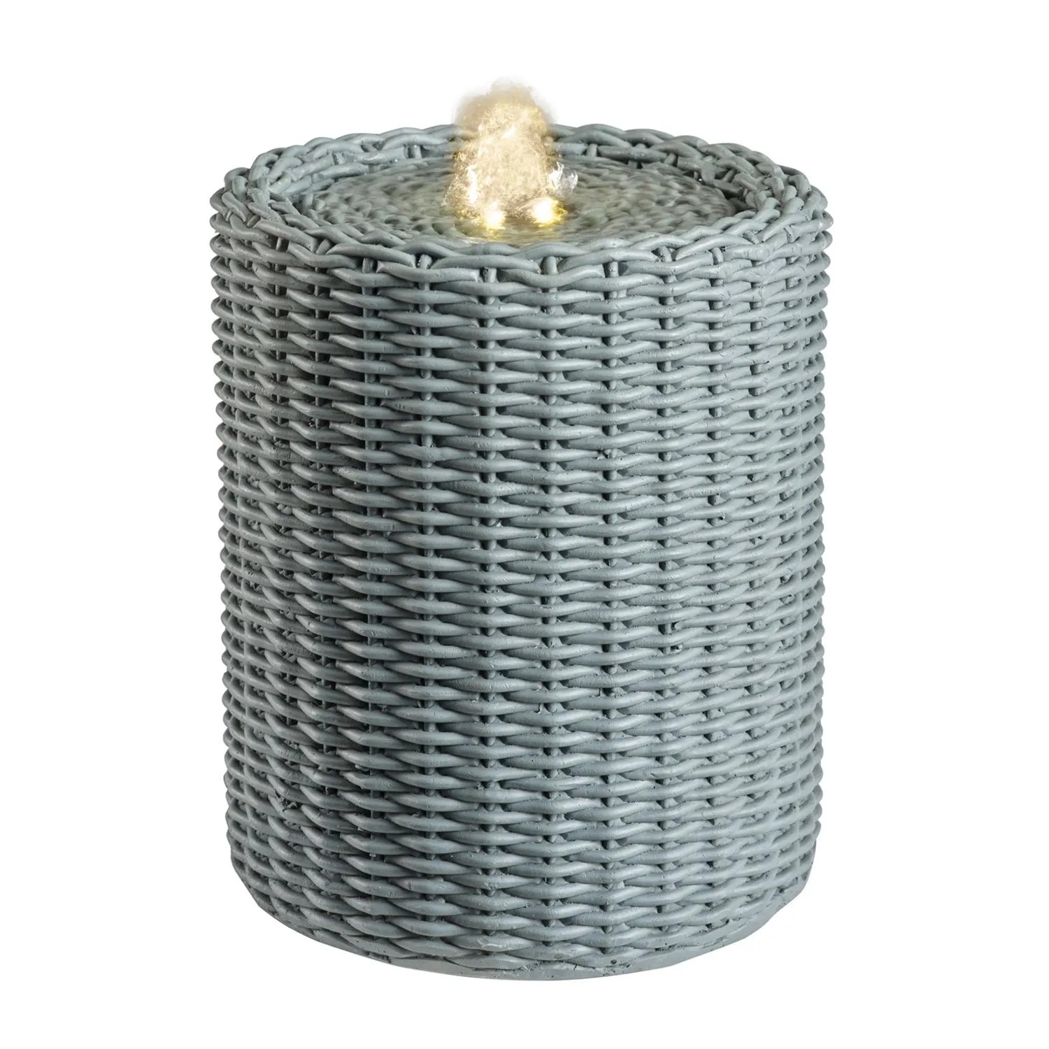 Marelida Brunnen Zimmerbrunnen Beleuchtet Innen Tischbrunnen Rattan Korb 20cm Grün