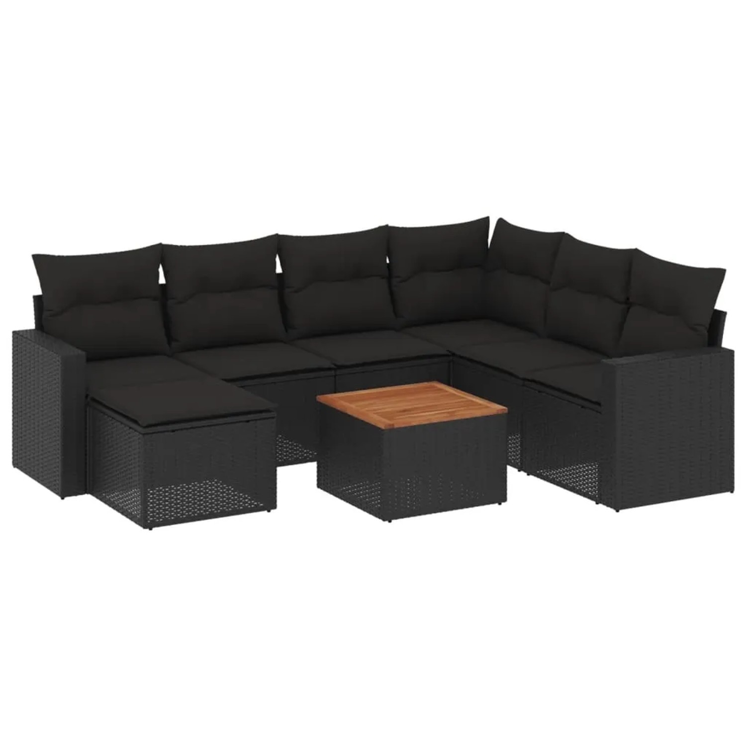 vidaXL 8-Tlg Garten-Sofagarnitur mit Kissen Schwarz Poly Rattan 3256566 günstig online kaufen