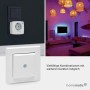 Weißer Homematic IP Wandtaster 2-fach für Smart Home Hausautomation. Zeigt Steuerung von Licht/Heizung und Integration.