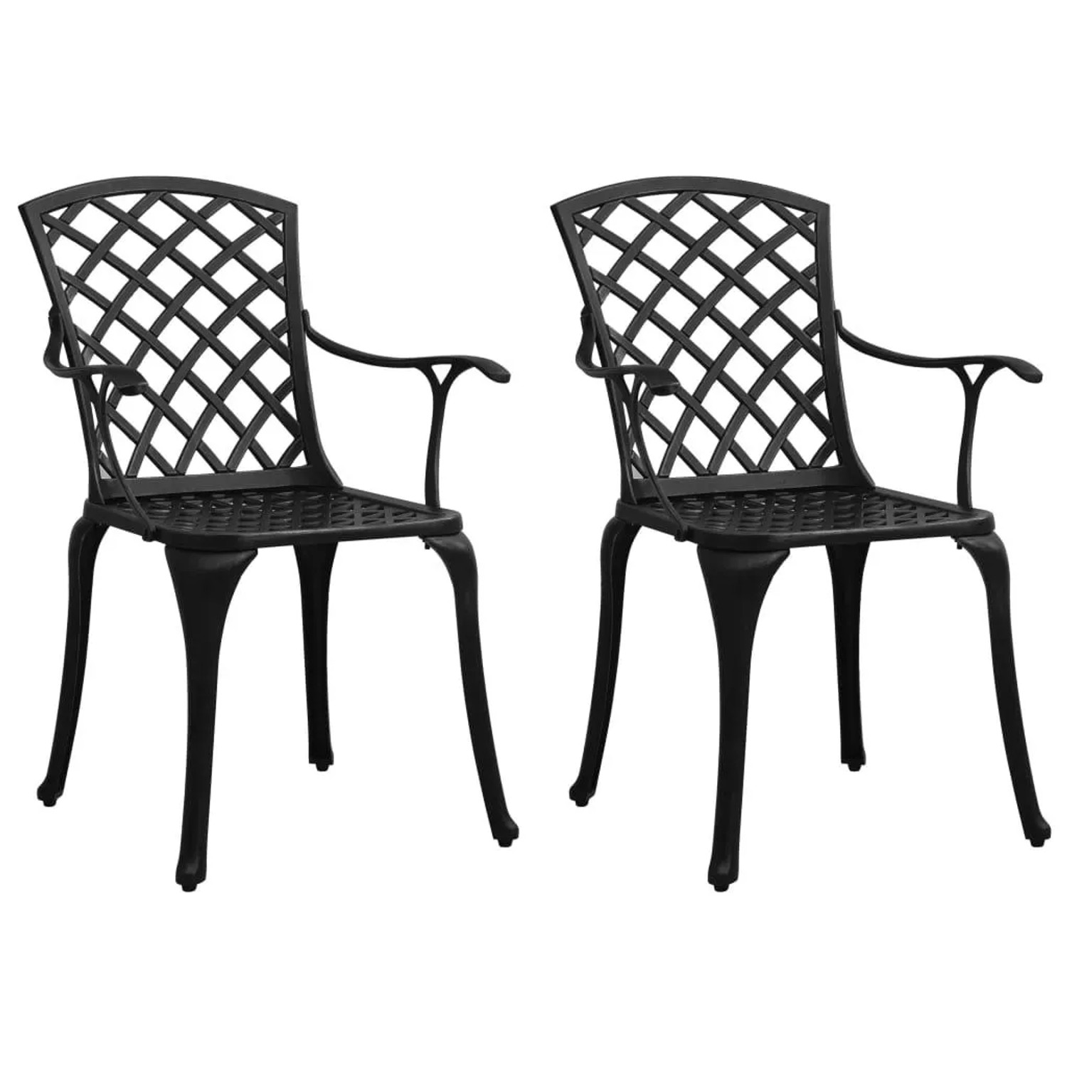 Furnicato Gartenstühle 2 Stk Aluminiumguss Schwarz