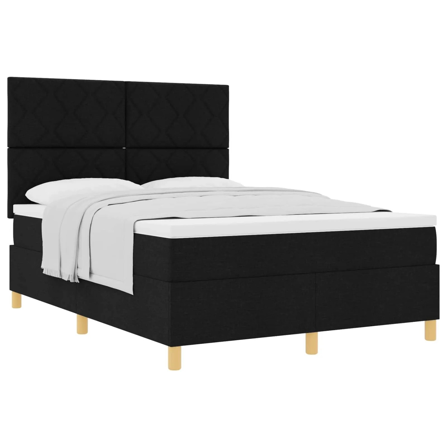 vidaXL Boxspringbett mit Matratze Schwarz 160 x 200 cm Stoff 3339709