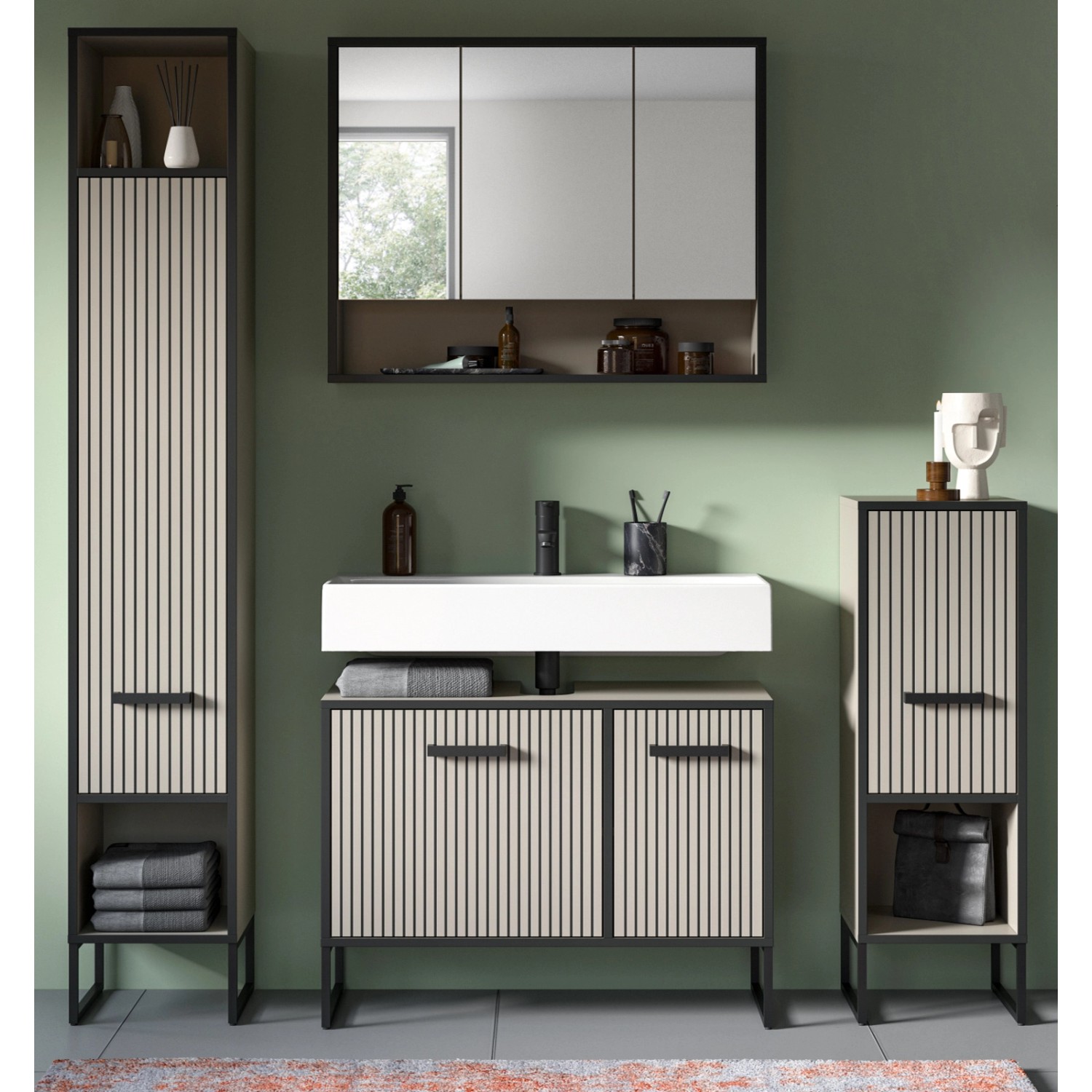 Thumbnail - Inn.Furn Badmöbel Set 4-teilig in Sand 170 x 192 cm Scana