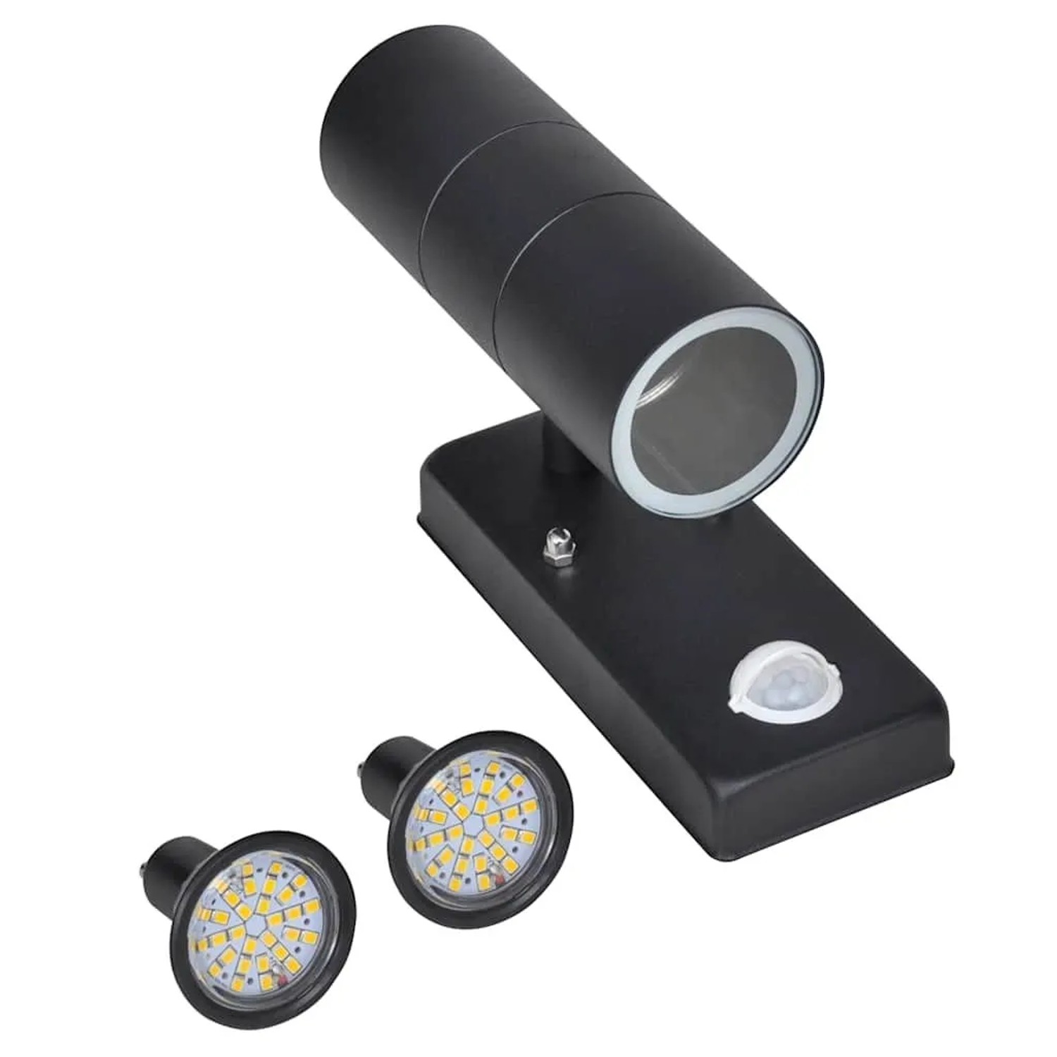 vidaXL LED-Wandleuchte Edelstahl Zylinderform Schwarz mit Sensor 41097