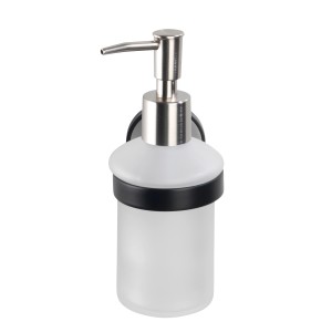 Wenko Udine Seifenspender, 200ml, Silber matt, Edelstahl/Glas, zur Wandmontage.