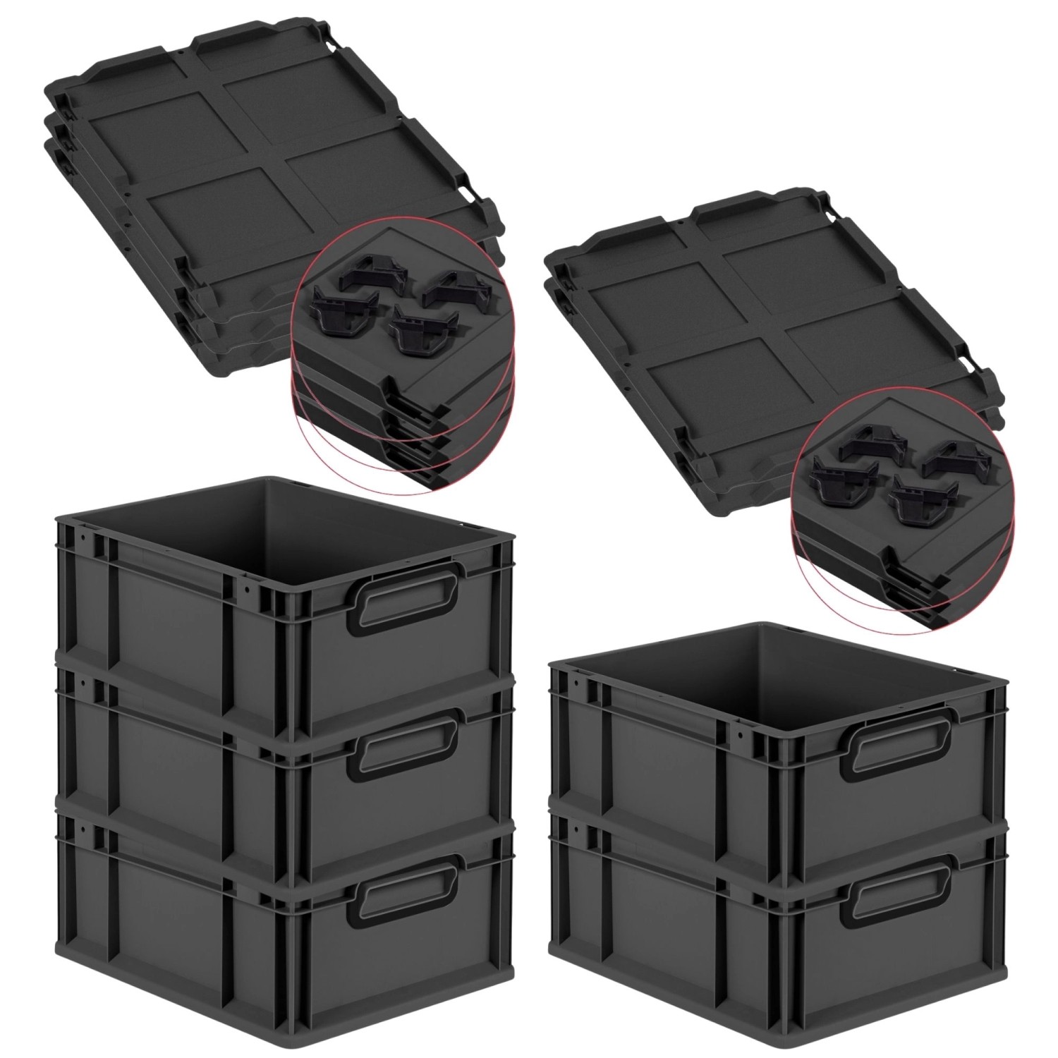 PROREGAL SparSet 5x Eurobox Nextgen Color Mit Auflagedeckel HxBxT 17x30x40c günstig online kaufen