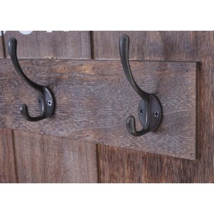 MCW Wandgarderobe C89 Welcome Shabby Braun mit 8 Haken im Shabby-Look.