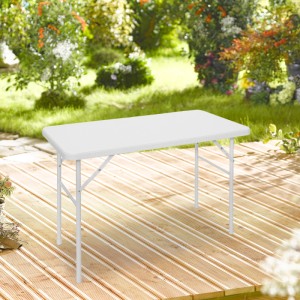 Relaxdays Gartentisch Rechteckig Kunststoff Weiß Klappbar 74 cm x 121,5 cm x 61,5 cm 8,1 kg