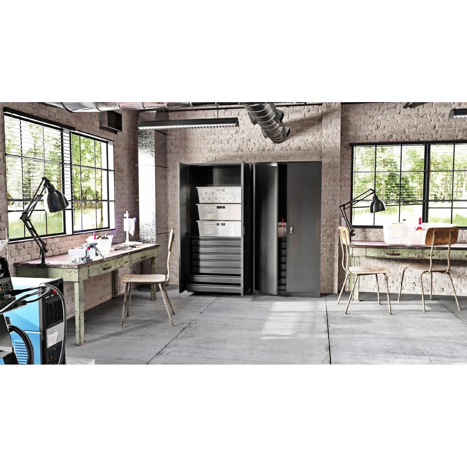 Jan Nowak Werkzeugschrank Werkstattschrank DAREK 185 x 92 x 50 cm All Black Schwarz_6