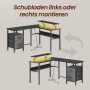 Songmics Schreibtisch Brandon, L-Form, schwarz, mit LED-Beleuchtung und Schubladenposition variabel.