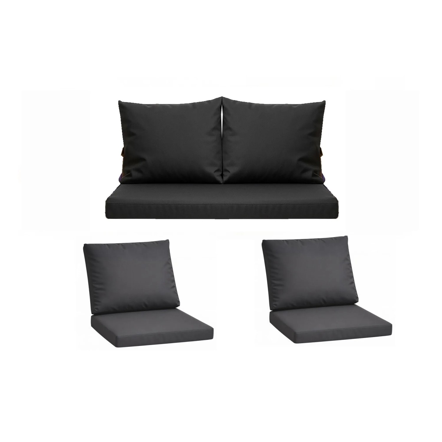 Setgarden Komfort Set Gartenloungekissen aus Technorattan-Möbel Kissen für Sofa 110x60 cm + Sessel 1tlg Anthrazit
