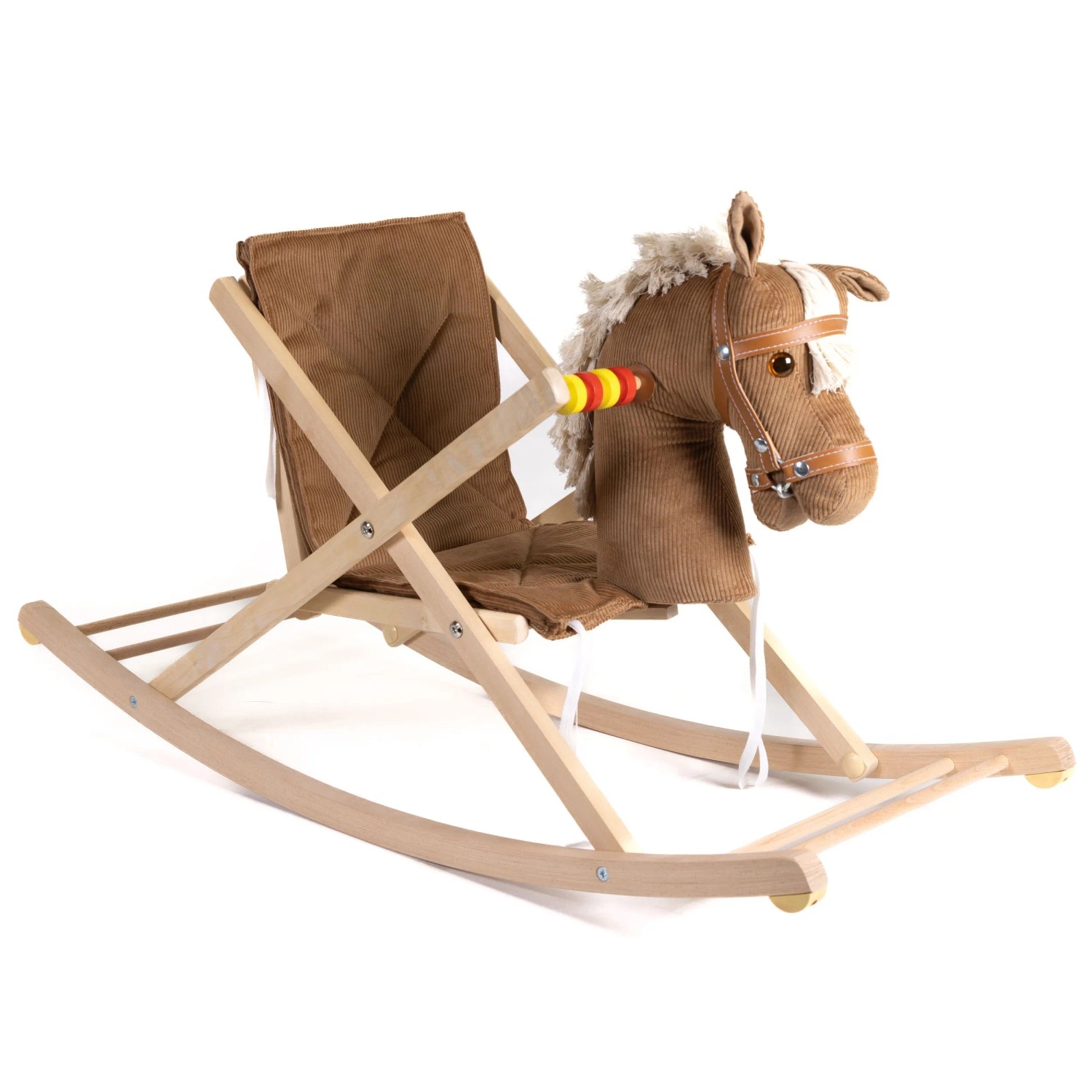 HolzFee Schaukelpferd Premium Buchenholz mit Weichen Cord
