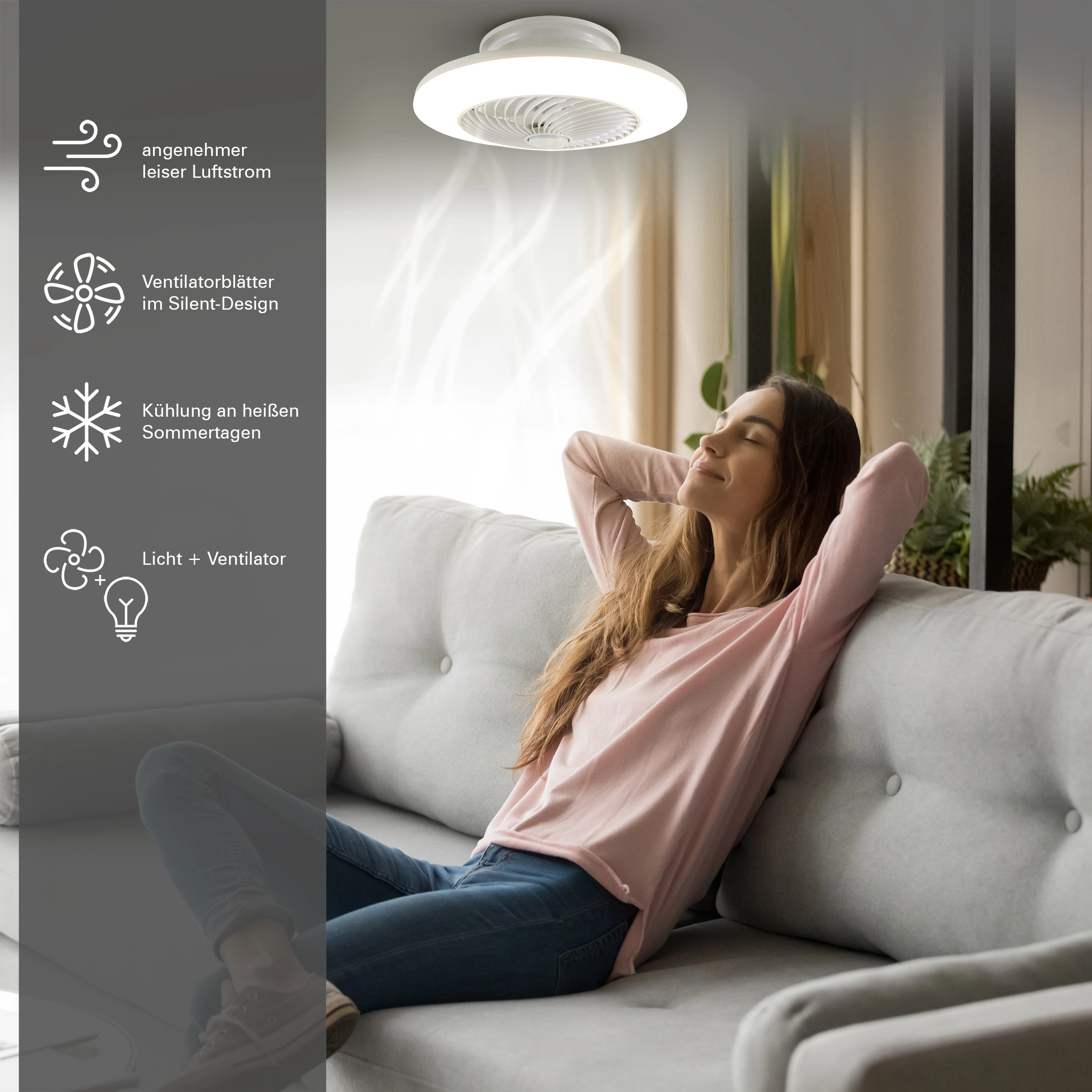 Näve LED-Deckenleuchte mit Ventilator Adoranto kaufen bei OBI 55 cm