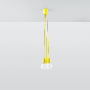 Gelbe Sollux Lighting Hängeleuchte Diego 3: Moderne Pendelleuchte für Wohnzimmer & Kinderzimmer.