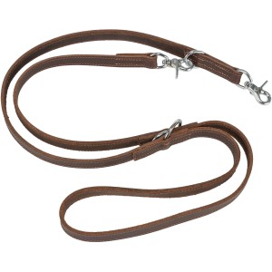 Dunkelbraune Trixie Hundeleine aus Fettleder, V-Leine, 200 cm lang, 12 mm breit, mit Karabinerhaken.