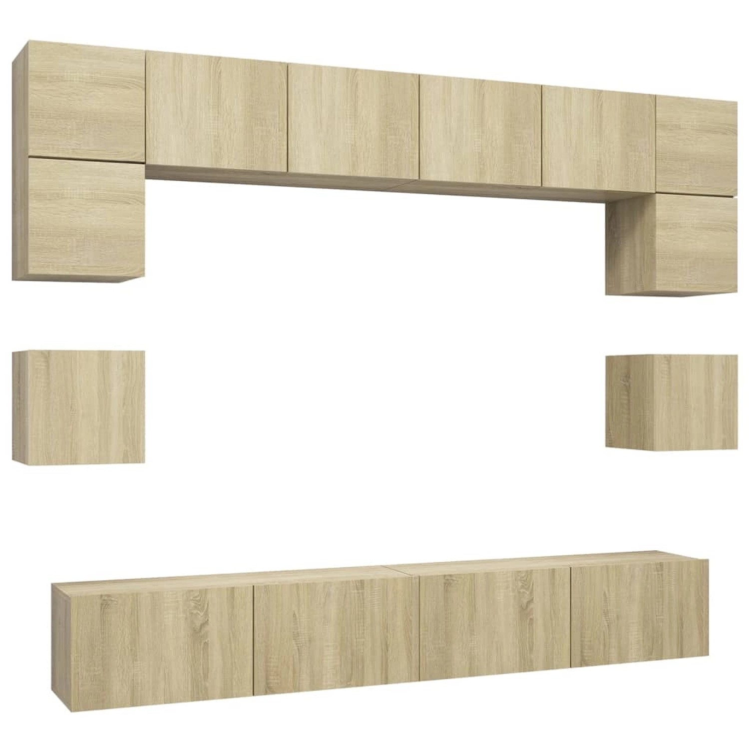 VidaXL 8-tlg. TV-Schrank-Set Sonoma-Eiche Holzwerkstoff 9 günstig online kaufen
