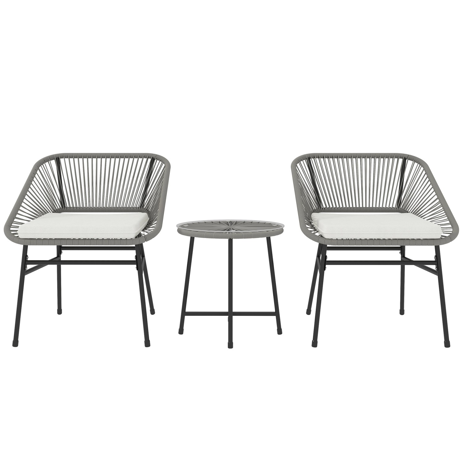 Outsunny Balkonmöbel Set Stahl PE-Rattan Dunkelgrau 63L x 65B x 76H cm günstig online kaufen