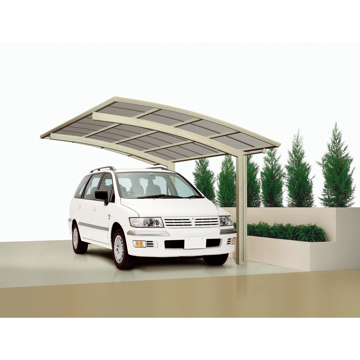 Ximax Runddach-Einzelcarport Portoforte-60 Edelstahl-Look 270,4 cm x 495,4 cm