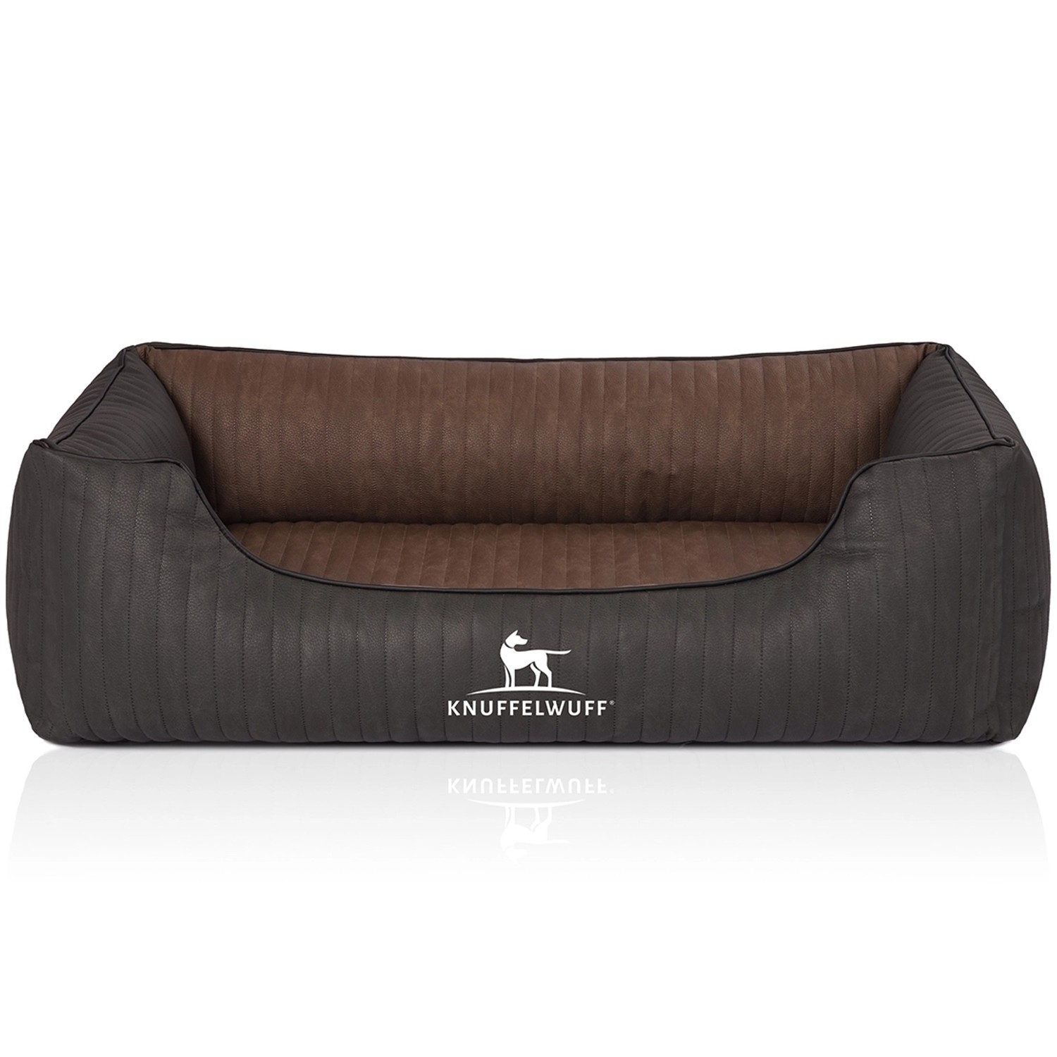 Knuffelwuff Hundebett Outback Orthopädisch Kunstleder M-L 85 x 63cm Schwarz/Braun
