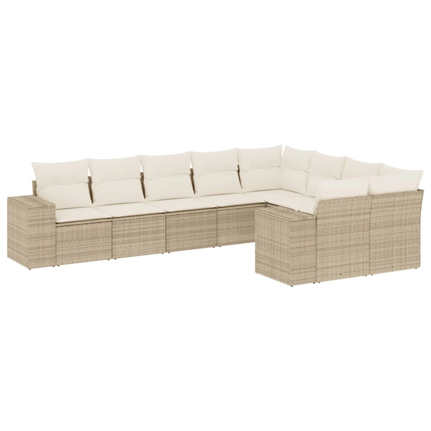 vidaXL 9-Tlg Garten-Sofagarnitur mit Kissen Beige Poly Rattan 3255375 günstig online kaufen