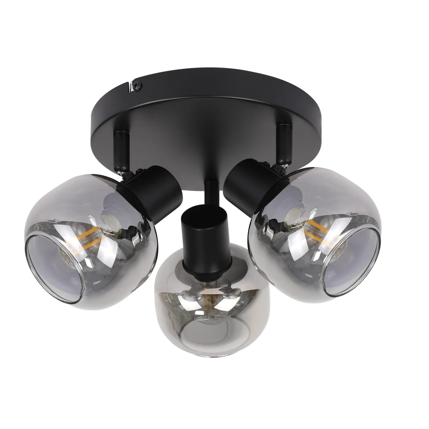 ZMH Deckenstrahler 3x E14 Schwarz Schwenkbar Rauchgrau ohne Lichtquelle