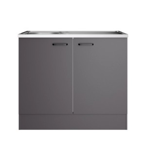 OPTIFIT Spülenunterschrank Kiel420, 100cm breit, anthrazit mit Spüle.