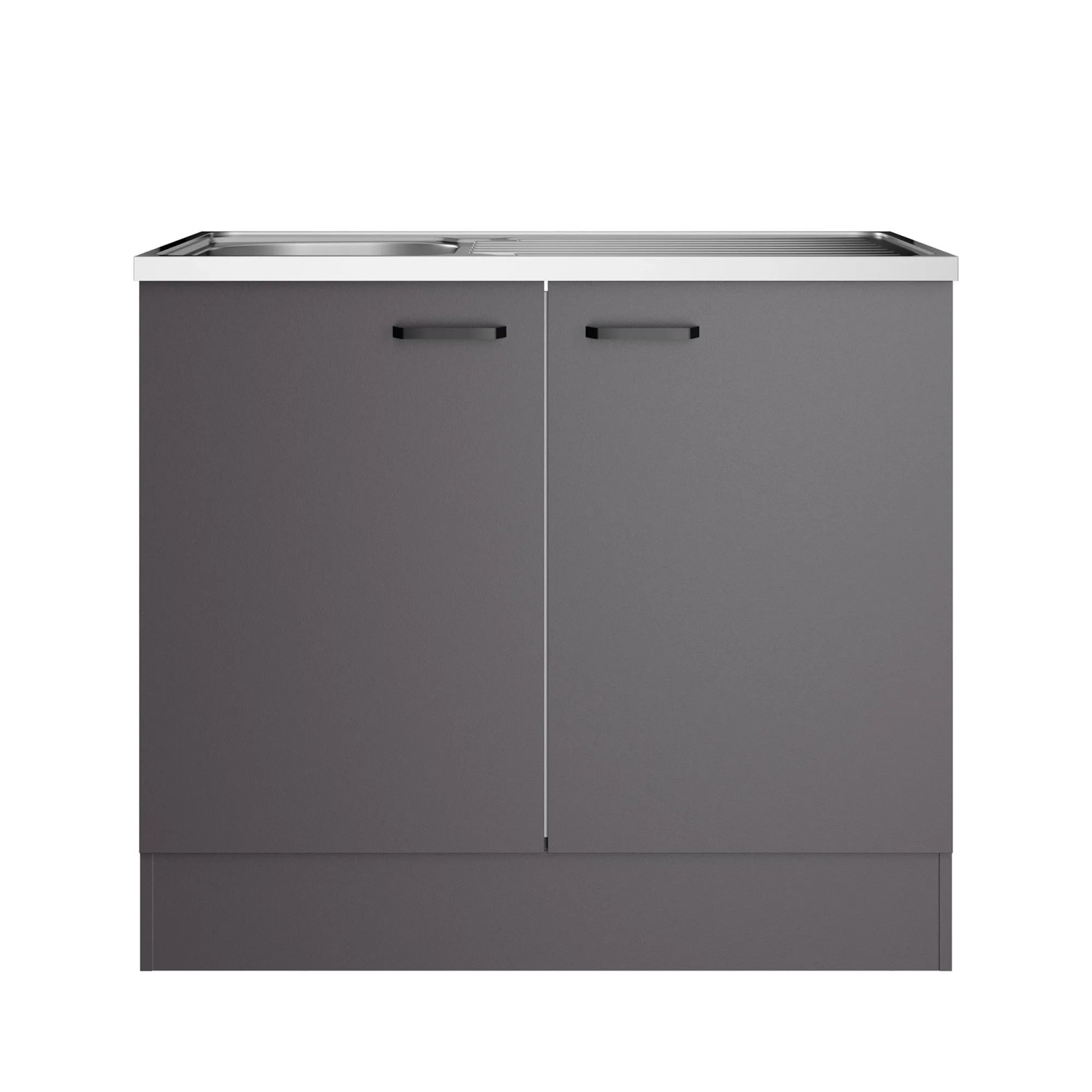 OPTIFIT Spülenunterschrank Kiel420 100x 88,2 x 60cm Anthrazit inkl. Auflagespüle