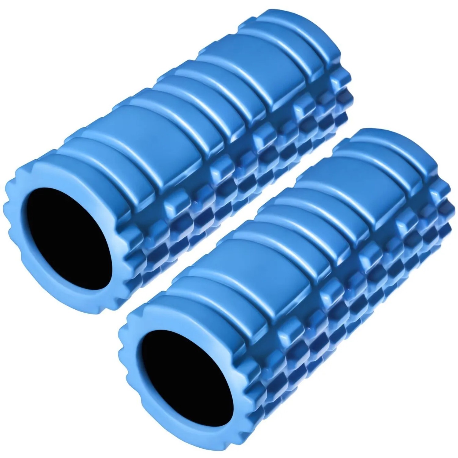 Tectake Faszienrolle  Mit Verschiedenen Noppenzonen Zur Triggerpunkt Selbstmassage 2Er Set 33 50 x 14 50 x 14 50 cm Blau