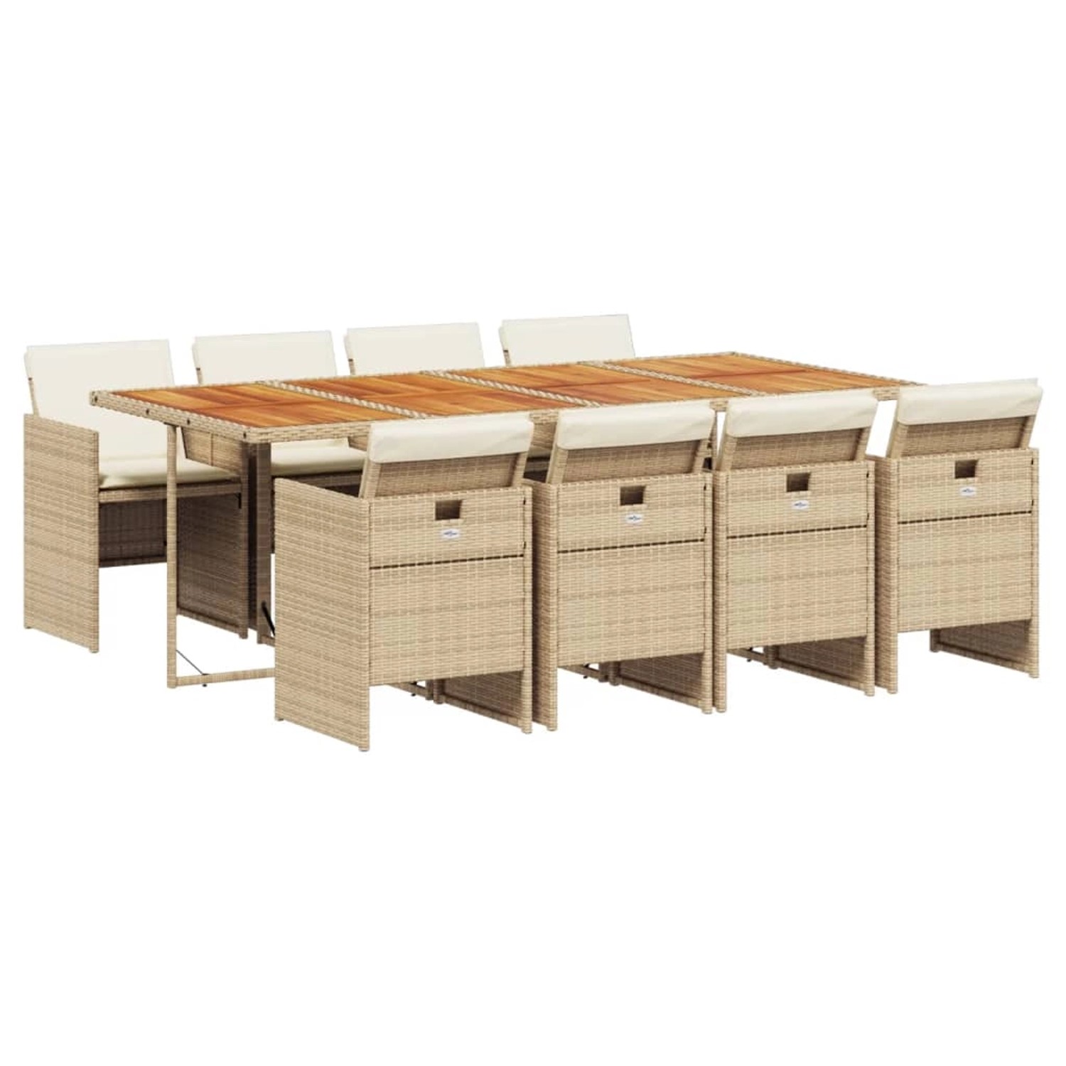 vidaXL 9-Tlg Garten-Essgruppe mit Kissen Beige Poly Rattan 3277695 günstig online kaufen