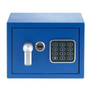 Blauer Yale Tresor Value Safe XS mit Zahlencode, 3,8 l Volumen.