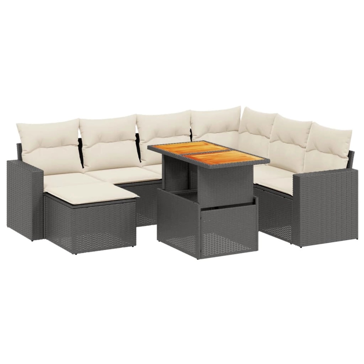 vidaXL 8-Tlg Garten-Sofagarnitur mit Kissen Schwarz Poly Rattan 3271427 günstig online kaufen