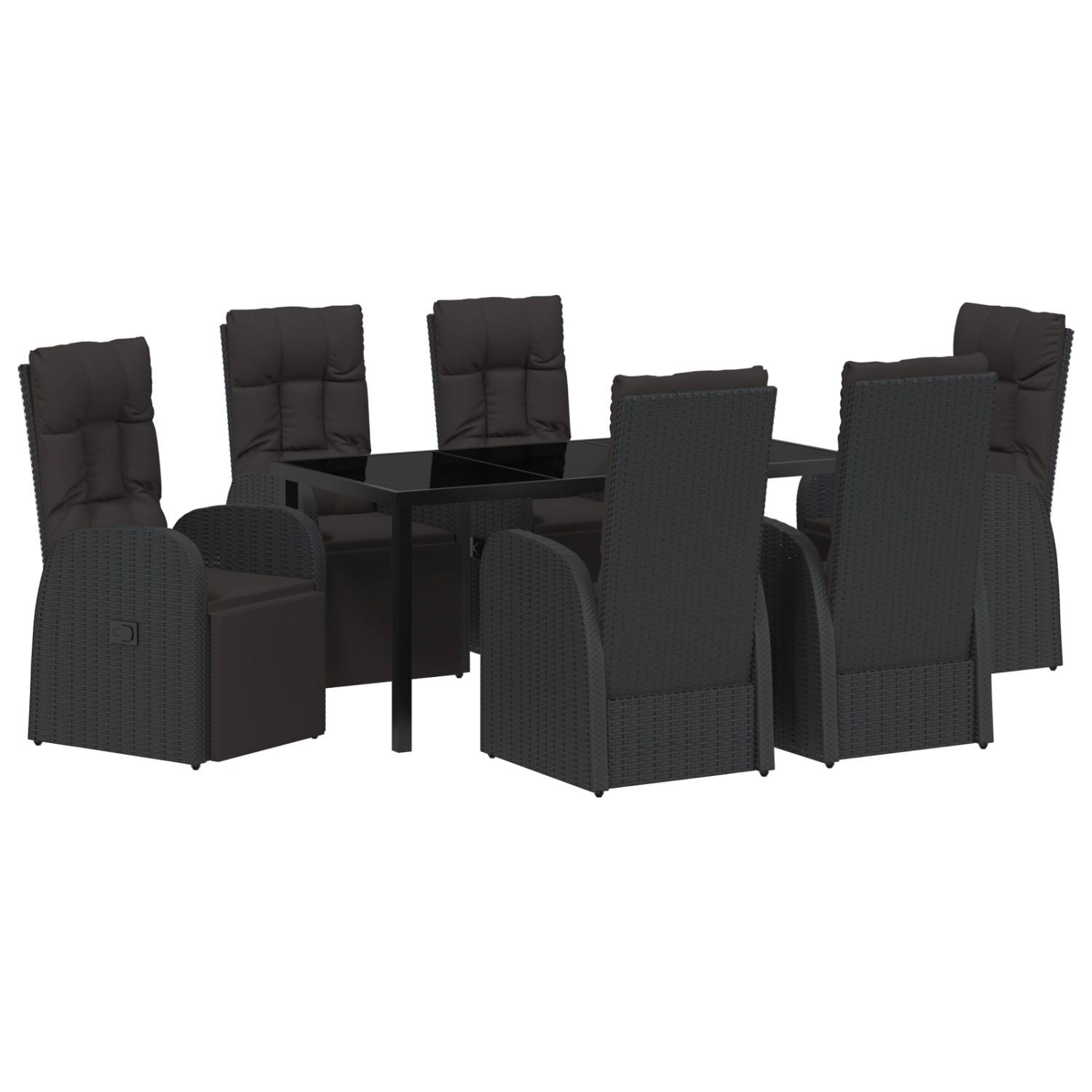 vidaXL Garten Essgruppe mit Kissen 7-Tlg Schwarz Poly Rattan 3379531 günstig online kaufen
