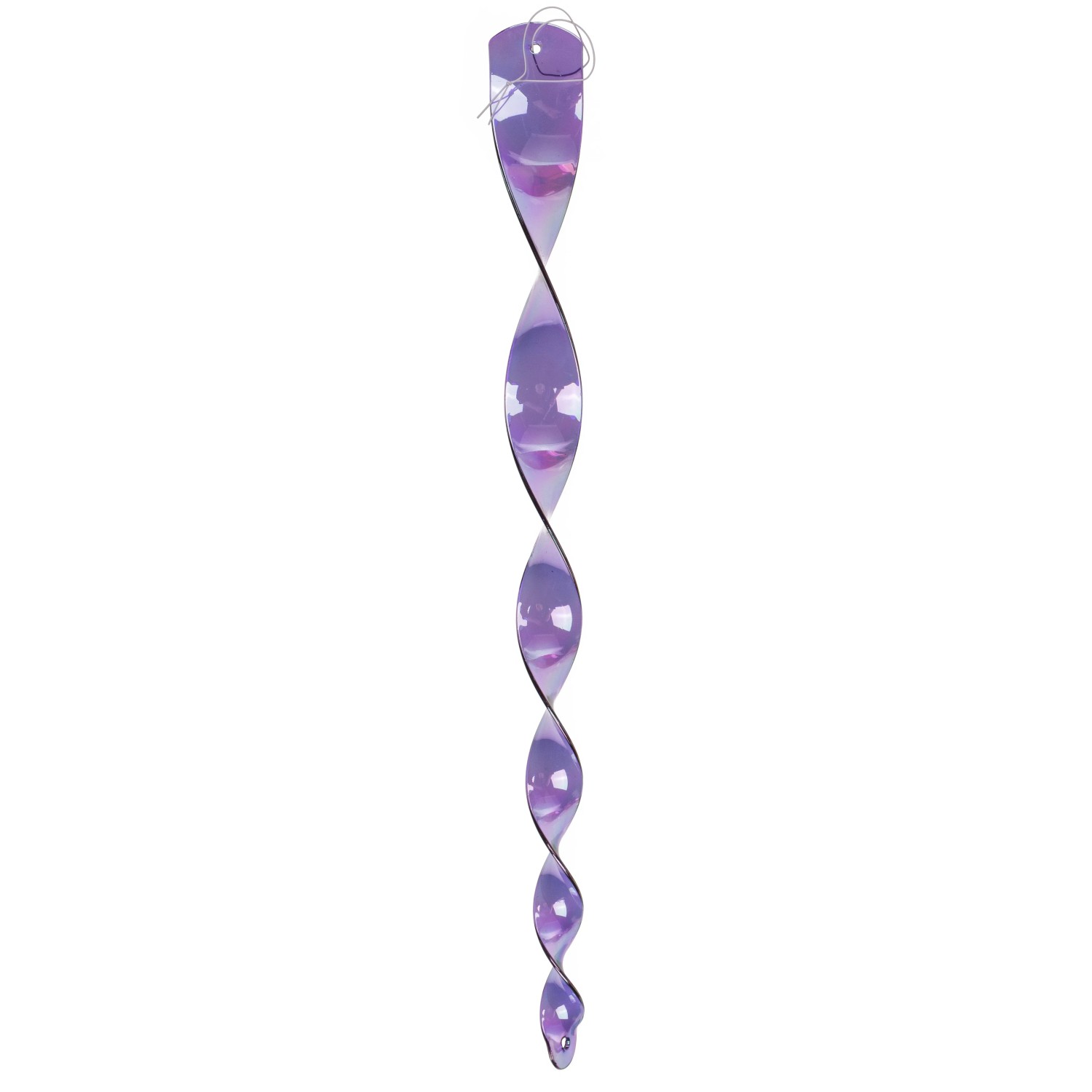 Lila Windspirale aus Kunststoff mit Glitzer, 40 cm, für Gartendeko.