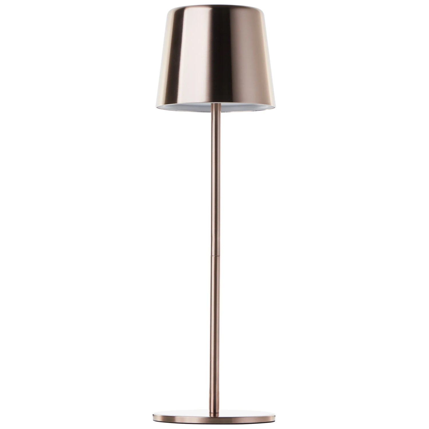 Elegante, dimmbare LED Akku-Tischleuchte Xaana in hellem Kupfer für Innen & Außen.